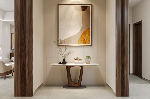 Bàn decor gỗ óc chó mẫu 10