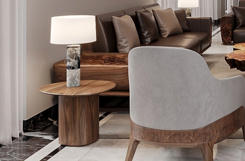 Bàn decor gỗ óc chó mẫu 11