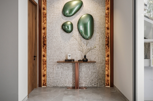 Bàn decor gỗ óc chó mẫu 16