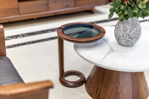 Bàn decor gỗ óc chó mẫu 02