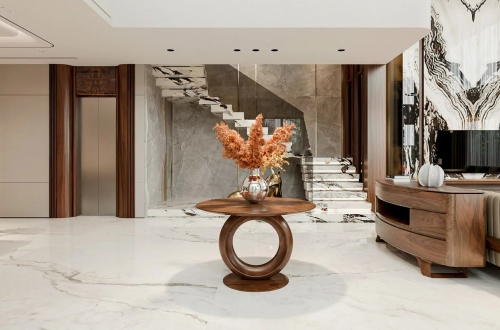 Bàn decor gỗ óc chó mẫu 22