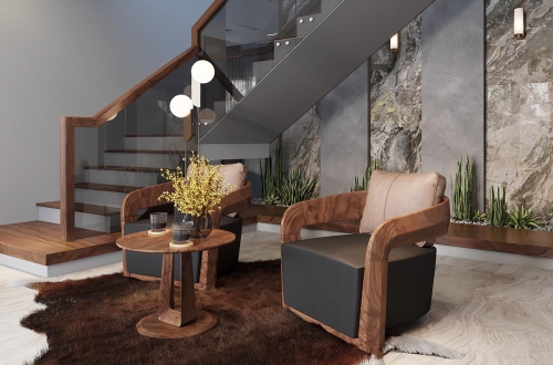 Bàn decor gỗ óc chó mẫu 25