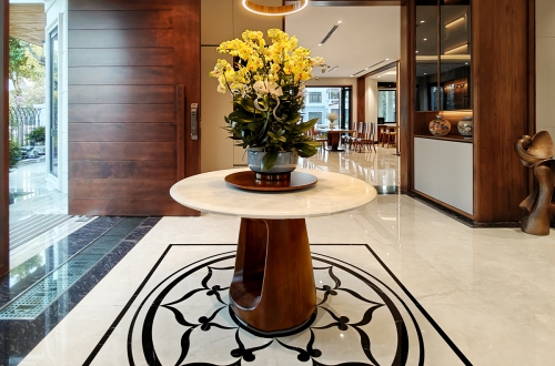 Bàn decor gỗ óc chó mẫu 08