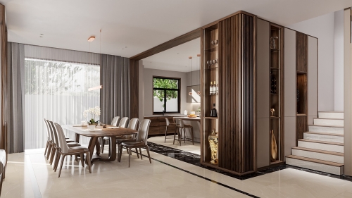Bàn ghế ăn gỗ óc chó Savilon 06