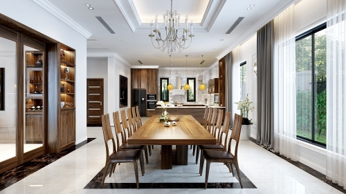Bộ bàn ghế ăn gỗ óc chó Savilon 09