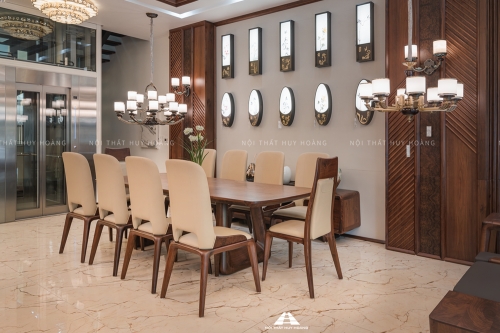 Bộ bàn ăn gỗ óc chó hiện đại Savilon 03