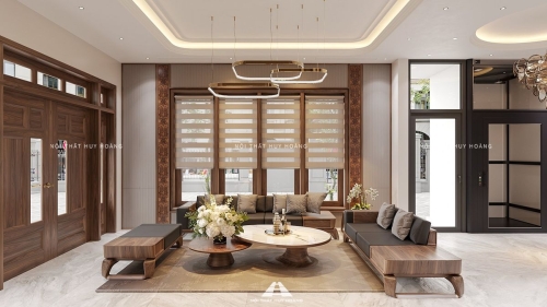 Sofa gỗ óc chó Avalon 18 kết hợp bàn nấm