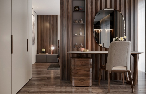 Bàn trang điểm gỗ óc chó BTĐ-01