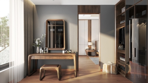 Bàn trang điểm gỗ óc chó đẹp BTĐ-04