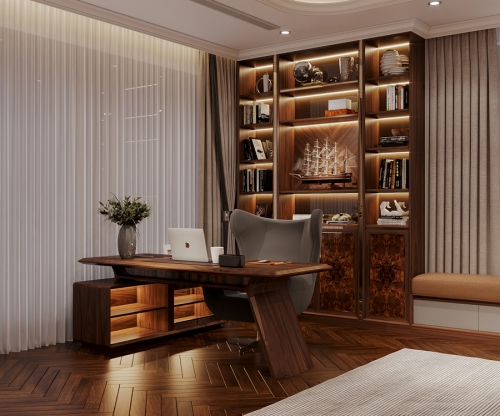 Bàn làm việc gỗ óc chó BLV-11