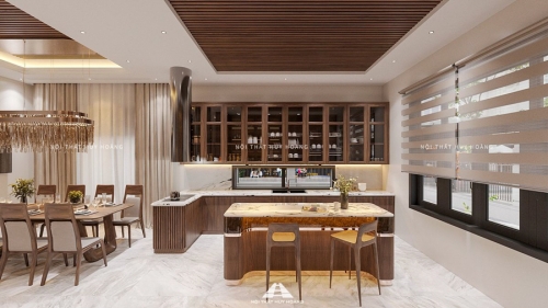 Tủ bếp gỗ óc chó tự nhiên TB-10