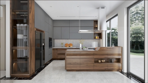 Tủ bếp gỗ óc chó TB-17