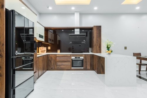 Tủ bếp gỗ óc chó tự nhiên TB-05