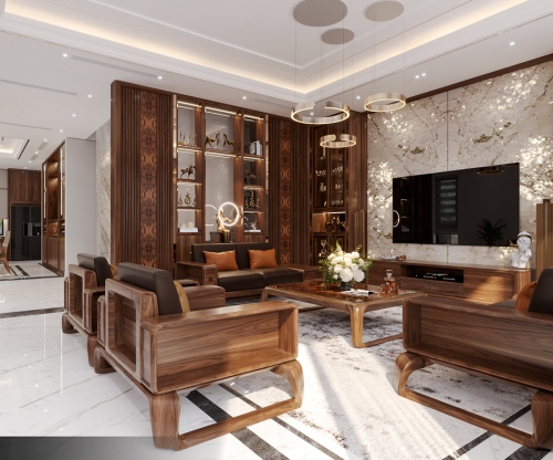 Tủ trang trí gỗ óc chó TPK-02