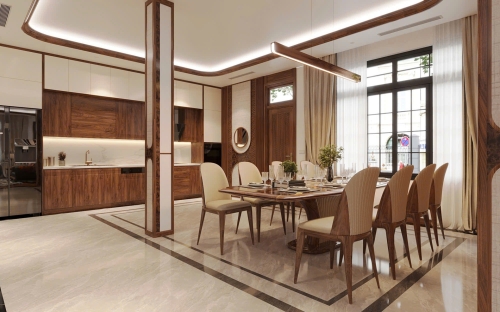 Bộ bàn ghế ăn gỗ óc chó Savilon 25